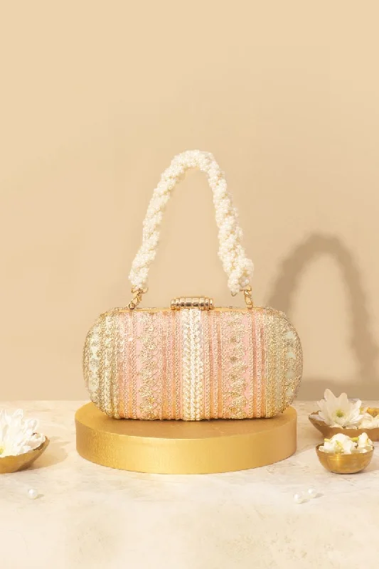 Flash Sales On Premium And High-Quality Bags Naaz Embroidered Capsule Clutch - Pastel