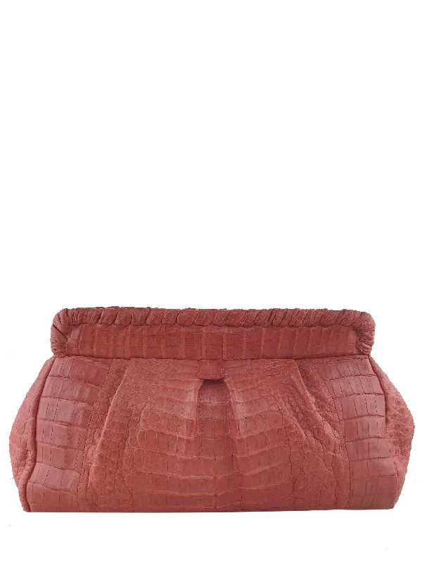 Cozy Handbags With Clearance Prices Nancy Gonzalez Crocodile Pleated Oversized Clutch Bag