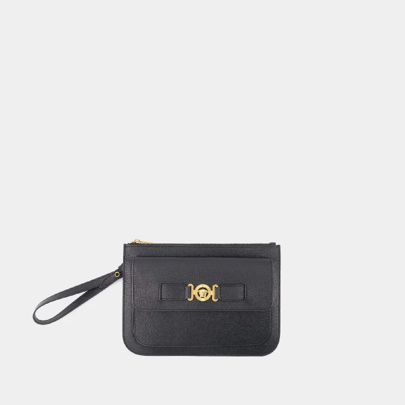 Tote Bag For Everyday Use Small Medusa Biggie Clutch - Versace - Leather - Black