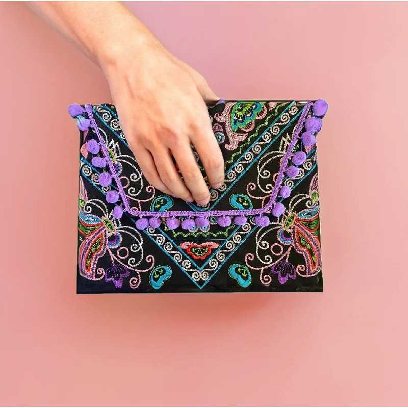 Stylish And Affordable Bags For Every Occasion Tassel Embrodiered Handmade Clutch - Thailand Stylish And Affordable Bags For Every Occasion Tassel Embrodiered Handmade Clutch - Thailand