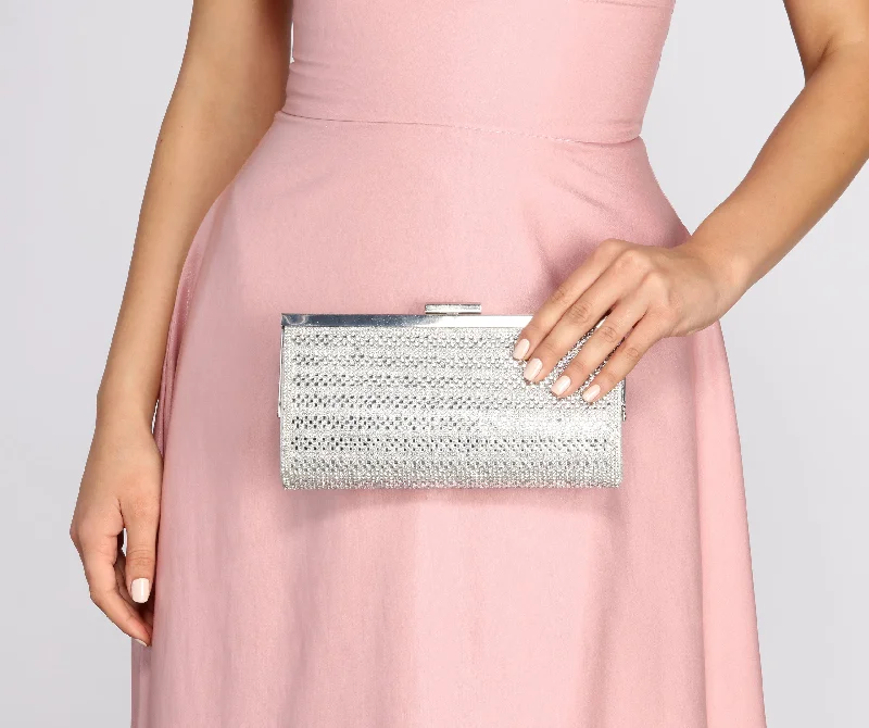 Halloween-Themed Silver Rhinestone Evening Clutch