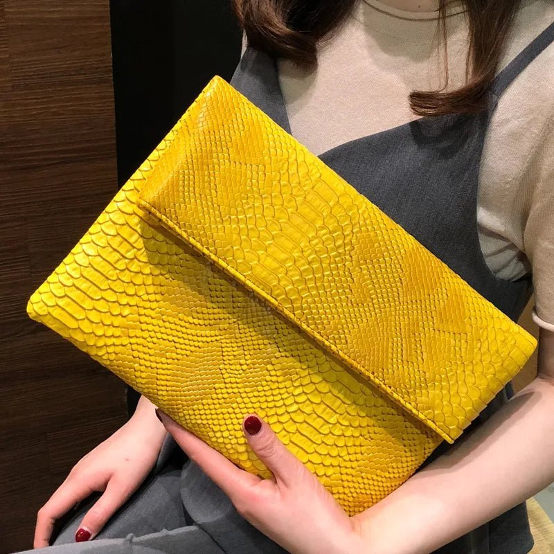 Limited-Time Offers On Trendy And Stylish Bags Snakeskin Print Envelope Clutch