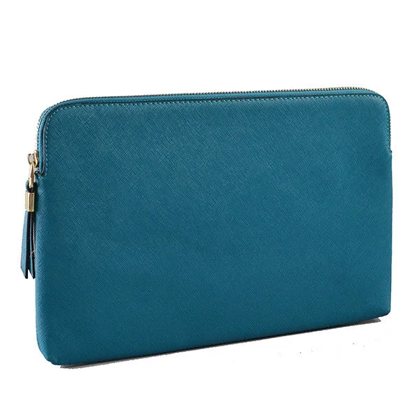 Urban Bags For City Life And Streetwear Fashion SORRENTO - Peacock Structured Saffiano Clutch