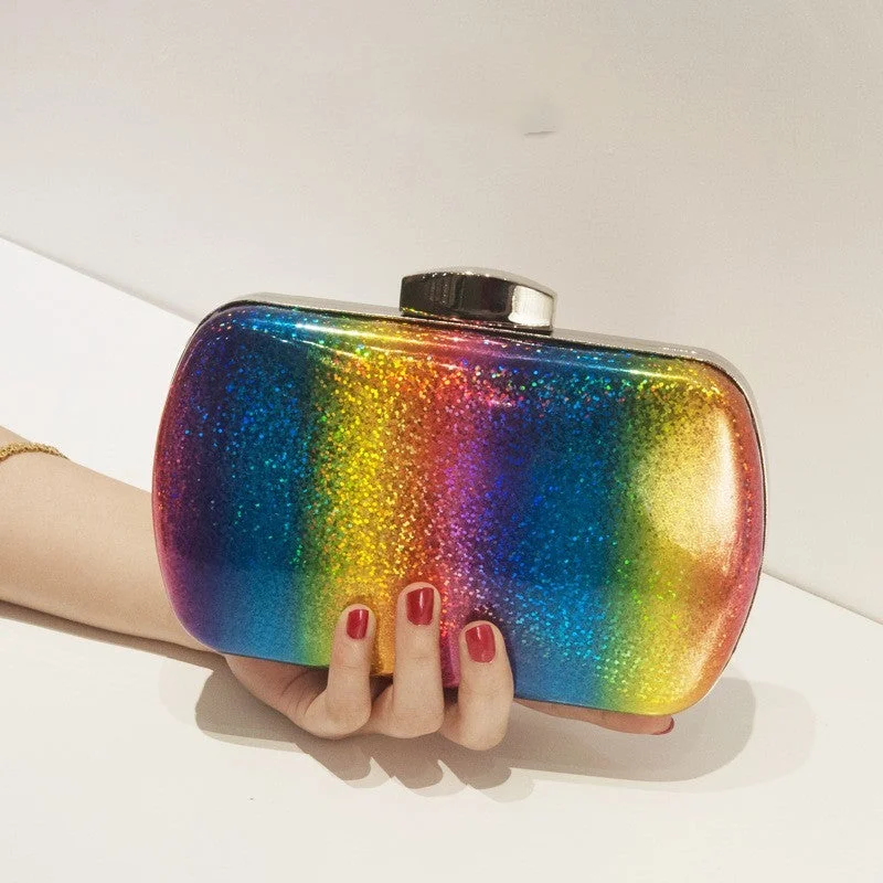 Inspired Bags For Luxury Fashion Lovers Summer Vibes: Rainbow Laser PU Clutch for Women