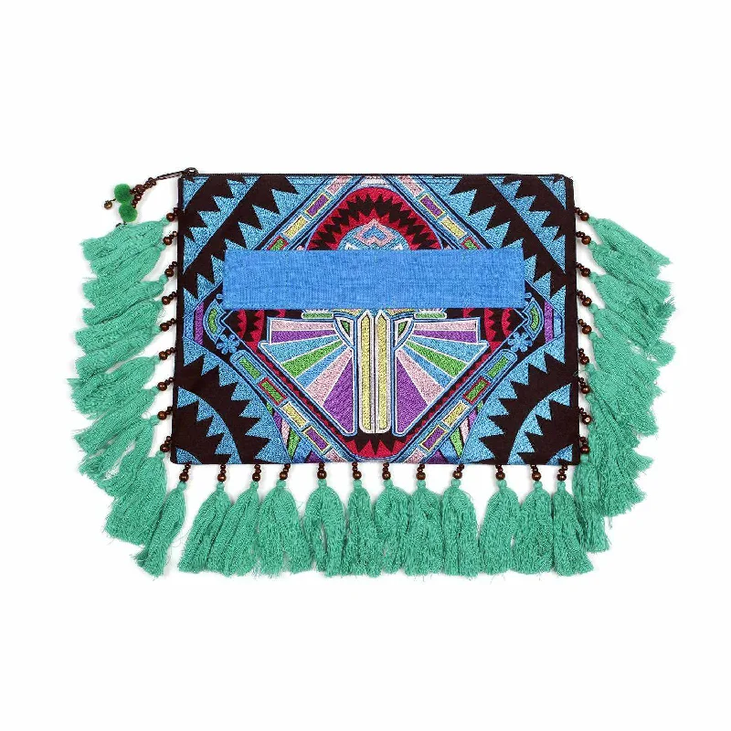 Affordable Bags For Budget Shoppers Tahj Embroidered Tassel Computer Cover Clutch - Thailand Affordable Bags For Budget Shoppers Tahj Embroidered Tassel Computer Cover Clutch - Thailand
