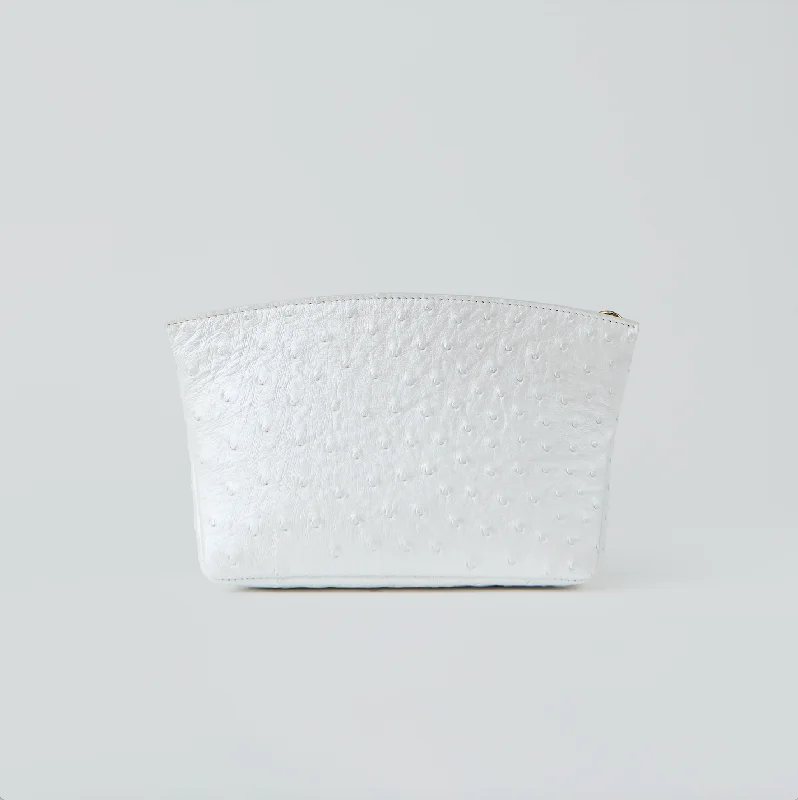 Stylish Bags With Discounts TAYLOR MINI CLUTCH WHITE OSTRICH