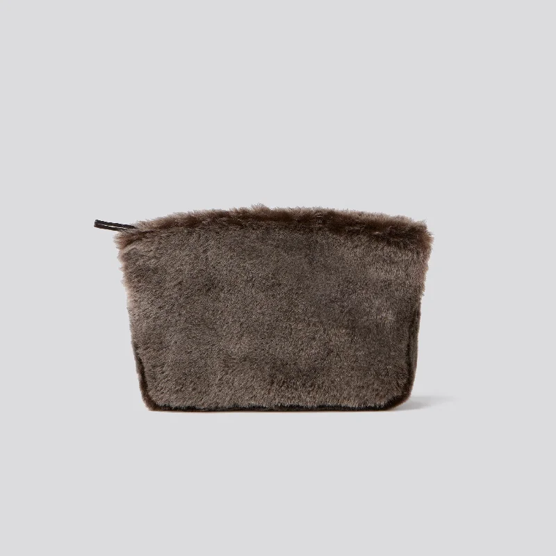 Wholesale Bags For Resellers TAYLOR MINI CLUTCH BROWN SHEARLING