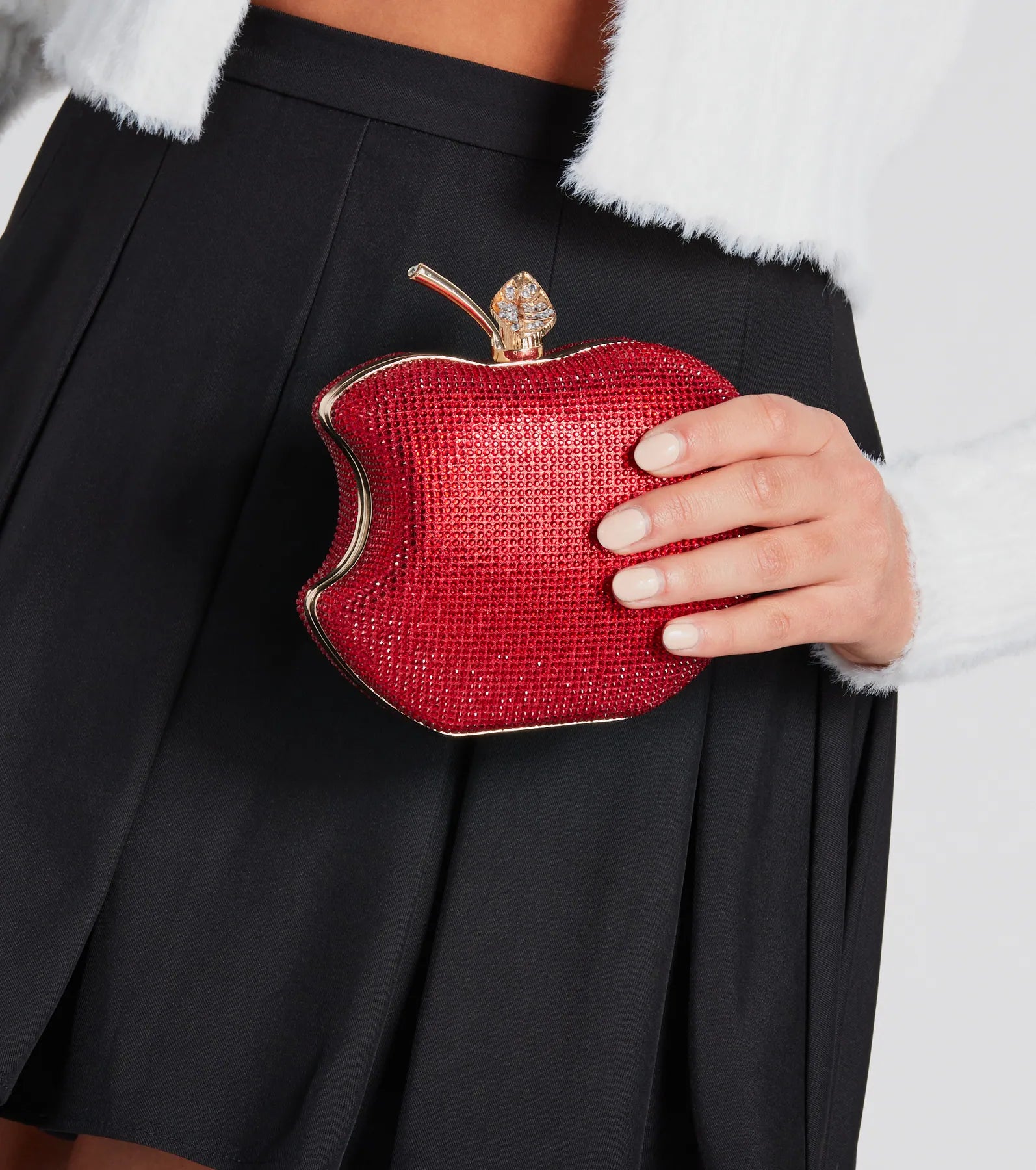 Stylish Yet Affordable Bags Tempting Glamour Rhinestone Bitten Apple Clutch