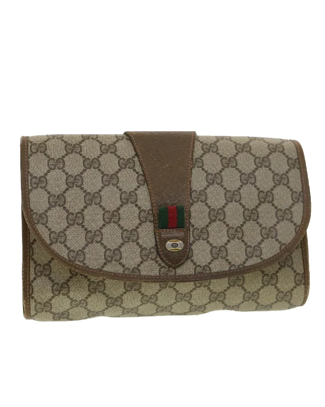 Designer Bags For Luxury Collectors GG Canvas Web Sherry Line Clutch Bag