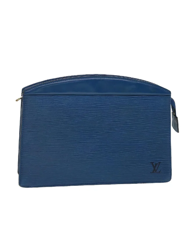 Luxury Bags For Working Professionals Epi Trousse Crete Clutch Bag - Blue - Long Wallet Luxury Bags For Working Professionals Epi Trousse Crete Clutch Bag - Blue - Long Wallet