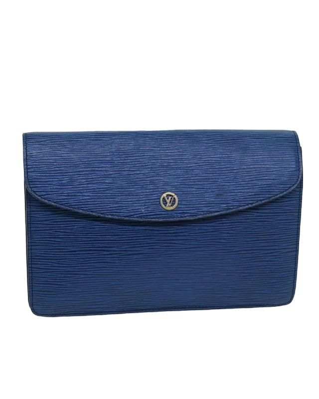 Bags For Urban And Trendy Looks LOUIS VUITTON Pochette Epi Leather Clutch Bag Blue