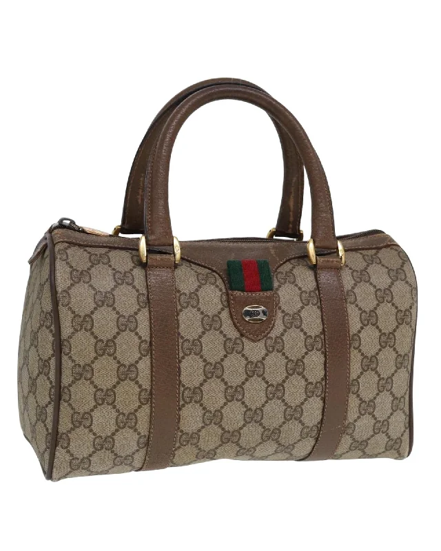 Bags With Discounts GG Supreme Web Sherry Line Boston Bag in PVC Leather