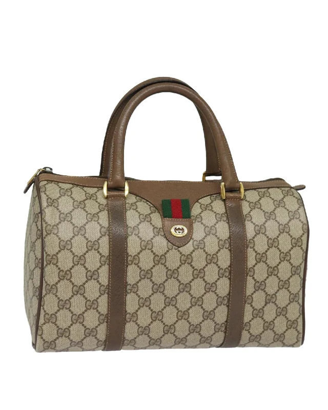 Luxurious Bags With Limited-Time Offers GG Supreme Web Sherry Line Boston Bag