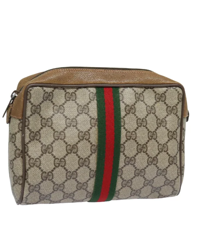 Stylish And Affordable Bags For Every Occasion GG Supreme Web Sherry Line PVC Leather Clutch Bag