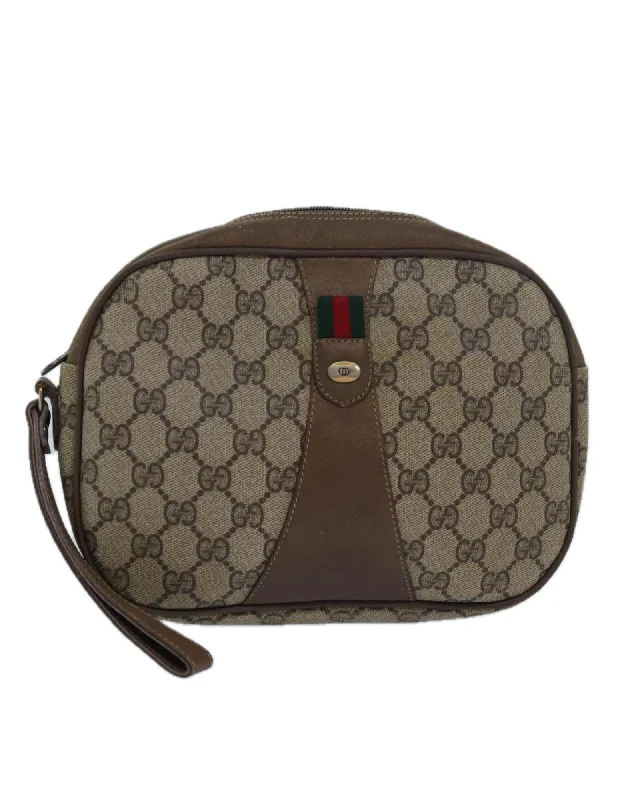 Limited-Time Offer On Trendy Bags GG Supreme Web Sherry Line Clutch Bag in PVC Leather and Canvas Limited-Time Offer On Trendy Bags GG Supreme Web Sherry Line Clutch Bag in PVC Leather and Canvas