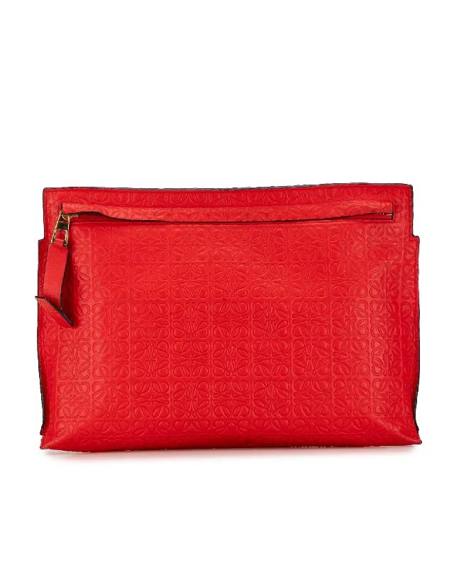 Inspired Bags For Modern Sophistication Embossed Leather Clutch with Top Zip Closure Inspired Bags For Modern Sophistication Embossed Leather Clutch with Top Zip Closure
