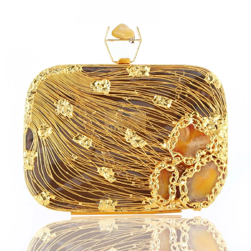 Genuine Bags On Clearance Sale Veil Gold Clutch - Women's clutch bag