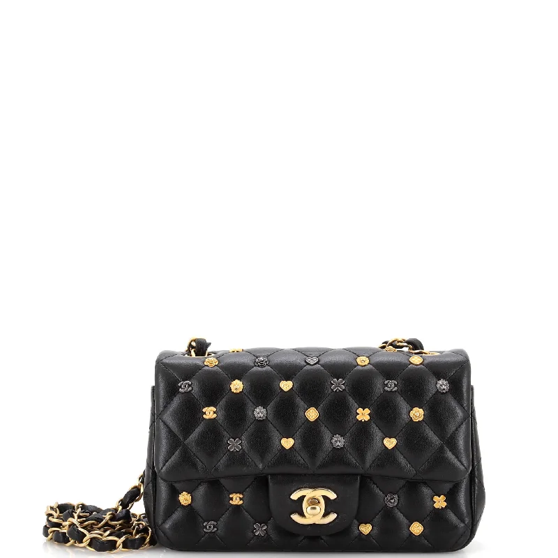 Bags With Seasonal Sales 18K Charms Classic Single Flap Bag Quilted Lambskin Mini