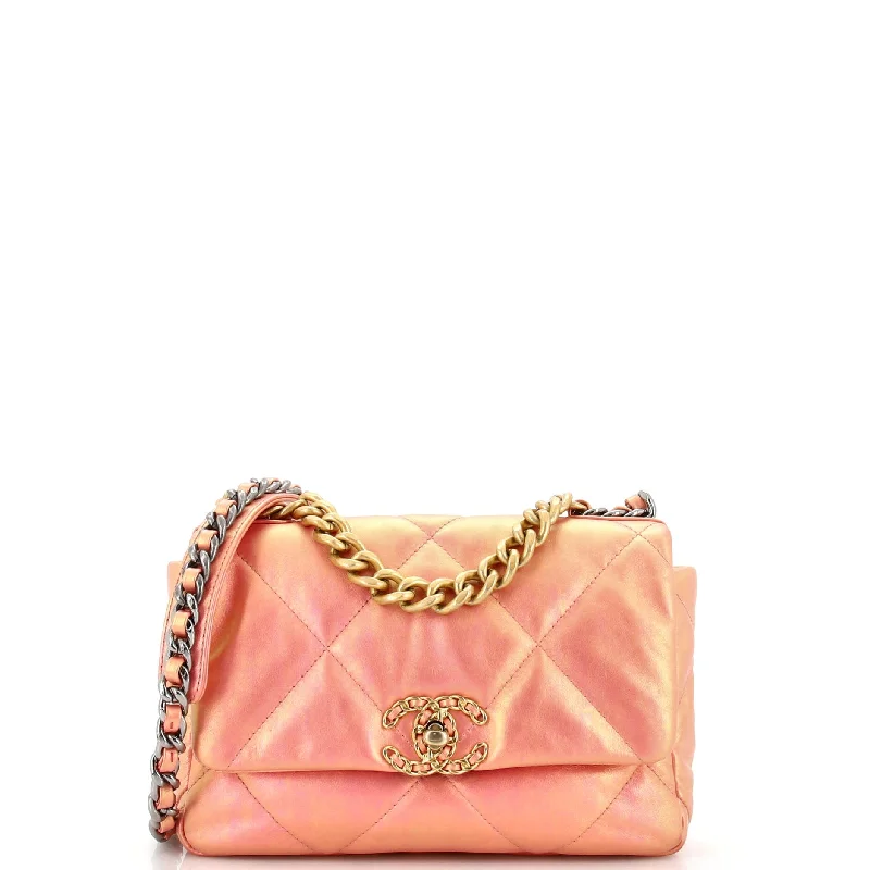 Bags For Minimalist And Functional Design 19 Flap Bag Quilted Iridescent Calfskin Medium