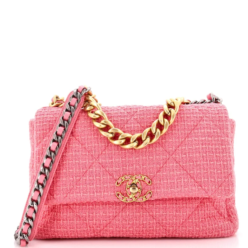 Retro Lovers 19 Flap Bag Quilted Tweed Large