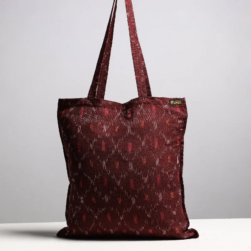 Affordable Handbags Brown - Handcrafted Pochampally Ikat Weave Cotton Jhola Bag