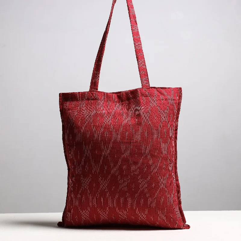 Luxury Bags Red - Handcrafted Pochampally Ikat Weave Cotton Jhola Bag