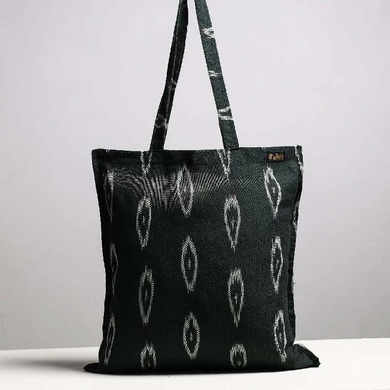 Rustic Bags For Outdoor And Nature-Inspired Looks Black - Handcrafted Pochampally Ikat Weave Cotton Jhola Bag Rustic Bags For Outdoor And Nature-Inspired Looks Black - Handcrafted Pochampally Ikat Weave Cotton Jhola Bag