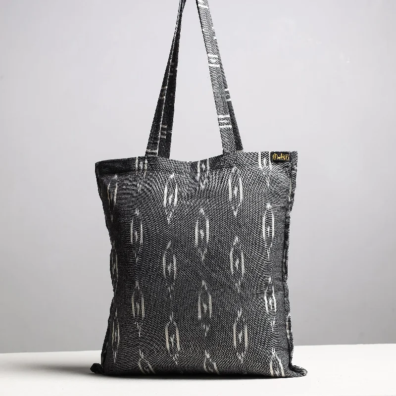 Affordable Handbags Grey - Handcrafted Pochampally Ikat Weave Cotton Jhola Bag