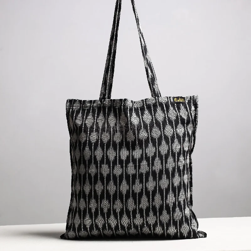 Limited Edition Bags For Collectors Black - Handcrafted Pochampally Ikat Weave Cotton Jhola Bag Limited Edition Bags For Collectors Black - Handcrafted Pochampally Ikat Weave Cotton Jhola Bag