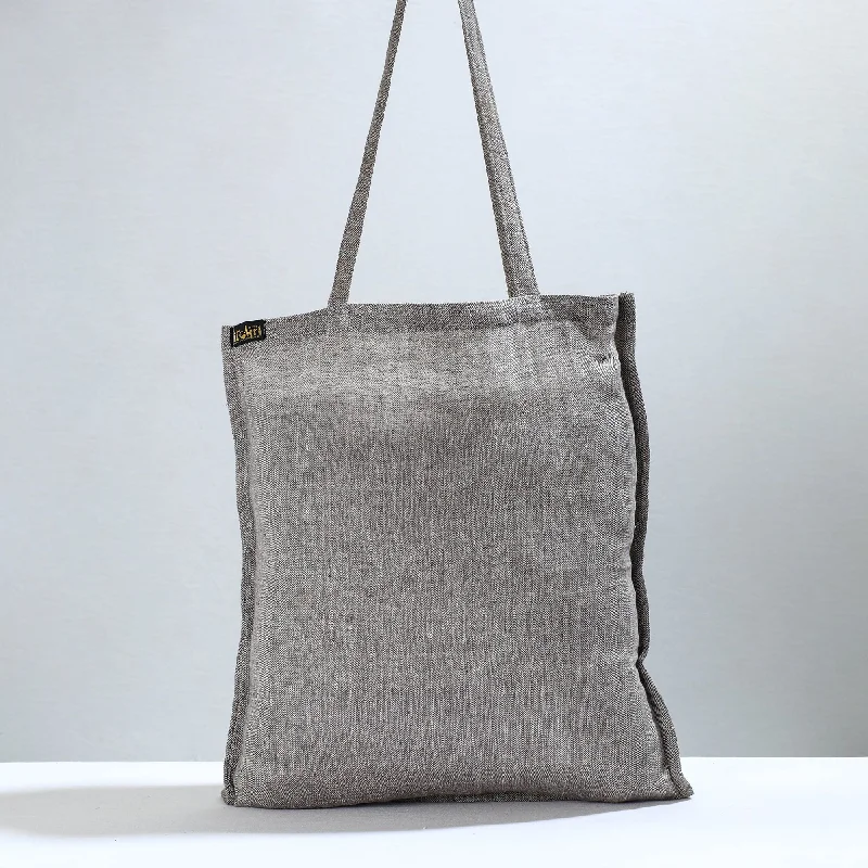 Trendy Bags For Teenage Girls Grey - Jhiri Pure Handloom Cotton Jhola Bag 41