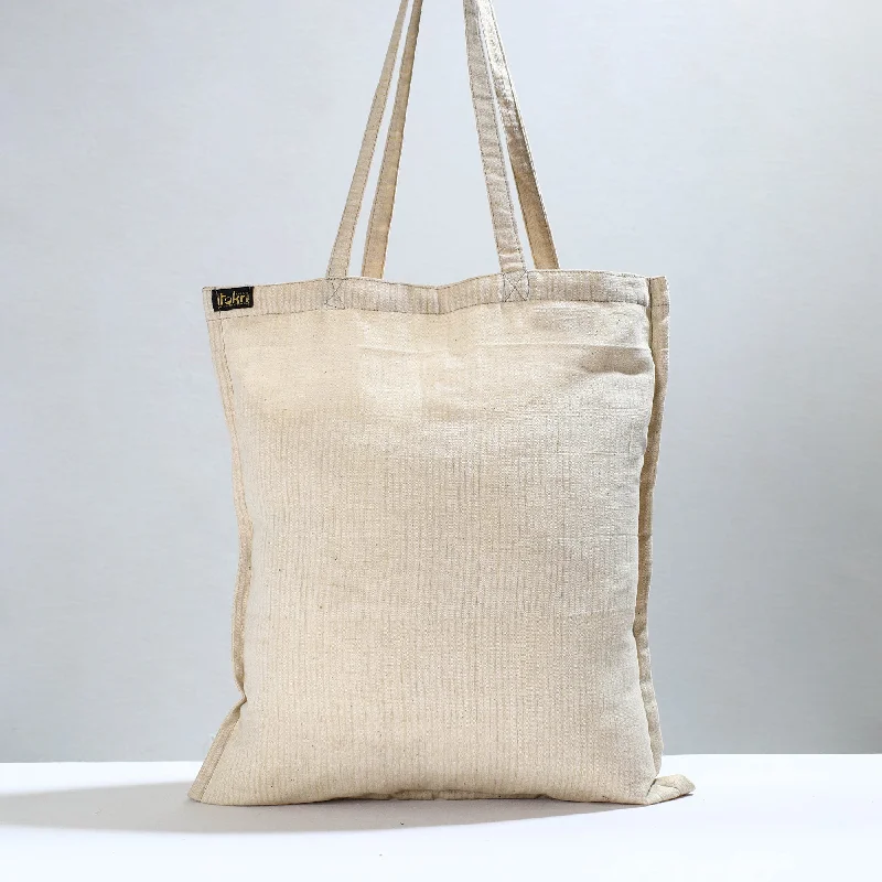 Bags With Tsa-Approved Features Beige - Jhiri Pure Handloom Cotton Jhola Bag 09
