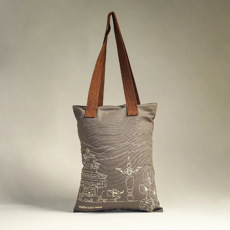 Chic And Clearance-Priced Tote Bags Brown - North-East India's Iconic Symbols Cotton Canvas Tote Bag Chic And Clearance-Priced Tote Bags Brown - North-East India's Iconic Symbols Cotton Canvas Tote Bag