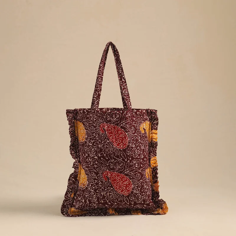 Inspired Bags For Timeless Elegance Handcrafted Cotton Frill Jhola Bag 01