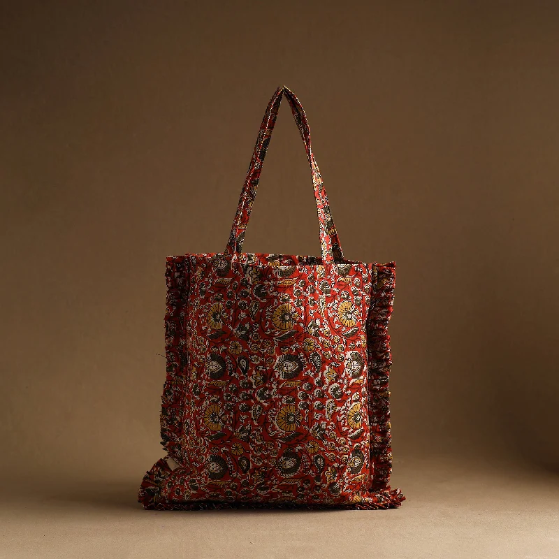 Trendy Festival Bags With Limited-Time Offers Red - Handcrafted Cotton Frill Jhola Bag 14