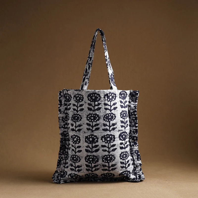 Anti-Theft And Budget-Friendly Bags Grey - Handcrafted Cotton Frill Jhola Bag 16