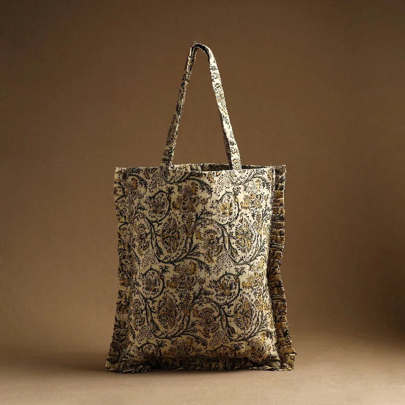 Inspired Bags For Affordable Luxury Beige - Handcrafted Cotton Frill Jhola Bag 32