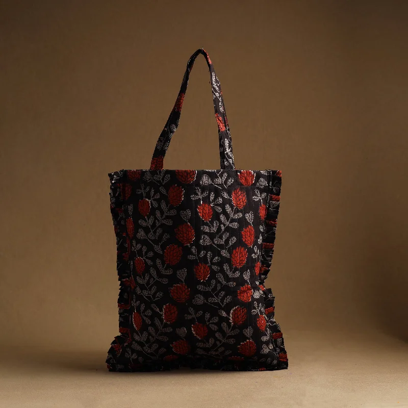 Compact Bags For Minimalist Travelers Black - Handcrafted Cotton Frill Jhola Bag 43 Compact Bags For Minimalist Travelers Black - Handcrafted Cotton Frill Jhola Bag 43
