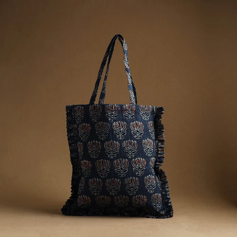 Bags For College Students On A Budget Blue - Handcrafted Cotton Frill Jhola Bag 44 Bags For College Students On A Budget Blue - Handcrafted Cotton Frill Jhola Bag 44
