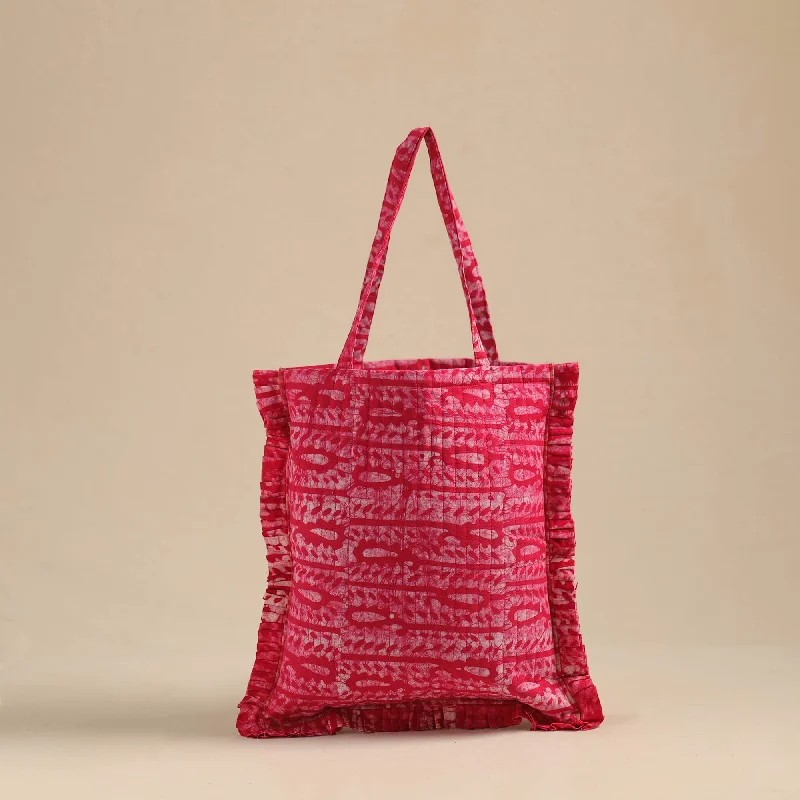 Customizable Bags For Personalized Style Handcrafted Cotton Frill Jhola Bag 45