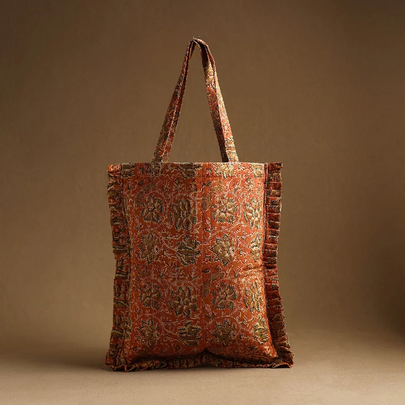 Versatile Bags That Suit Any Outfit Or Event Orange - Handcrafted Cotton Frill Jhola Bag 46