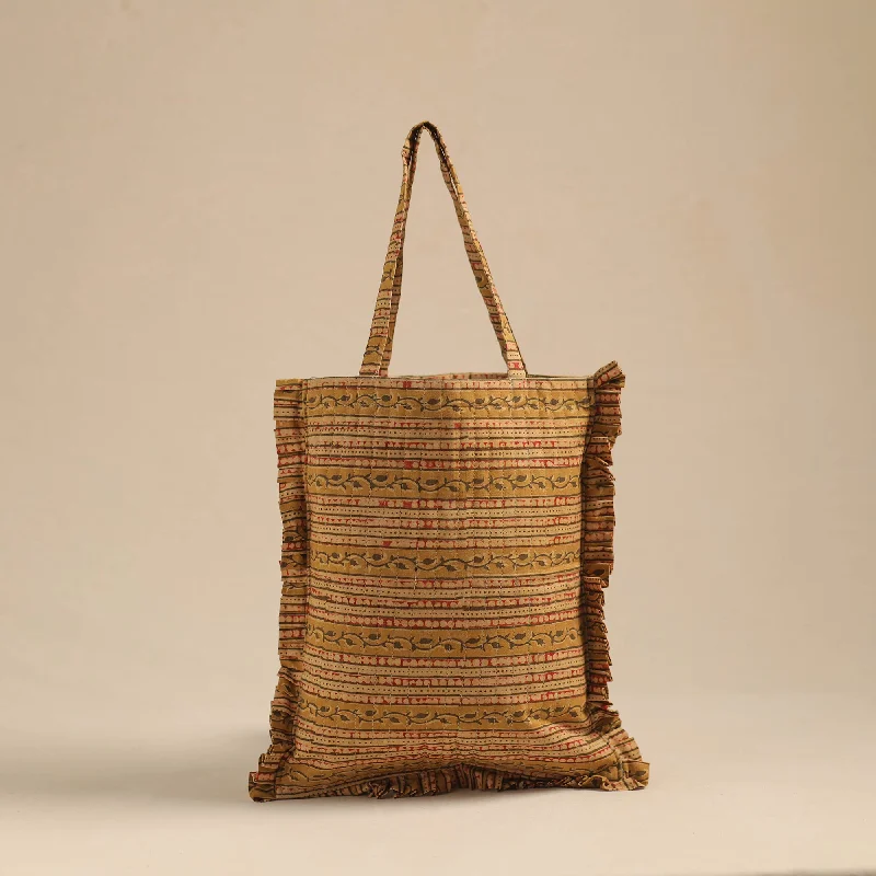 Luxury Bags For Working Professionals Handcrafted Cotton Frill Jhola Bag 08