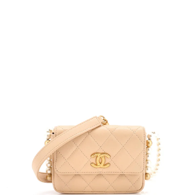 Eco-Friendly Bags With Discounts About Pearls Flap Card Holder with Chain Quilted Calfskin Eco-Friendly Bags With Discounts About Pearls Flap Card Holder with Chain Quilted Calfskin