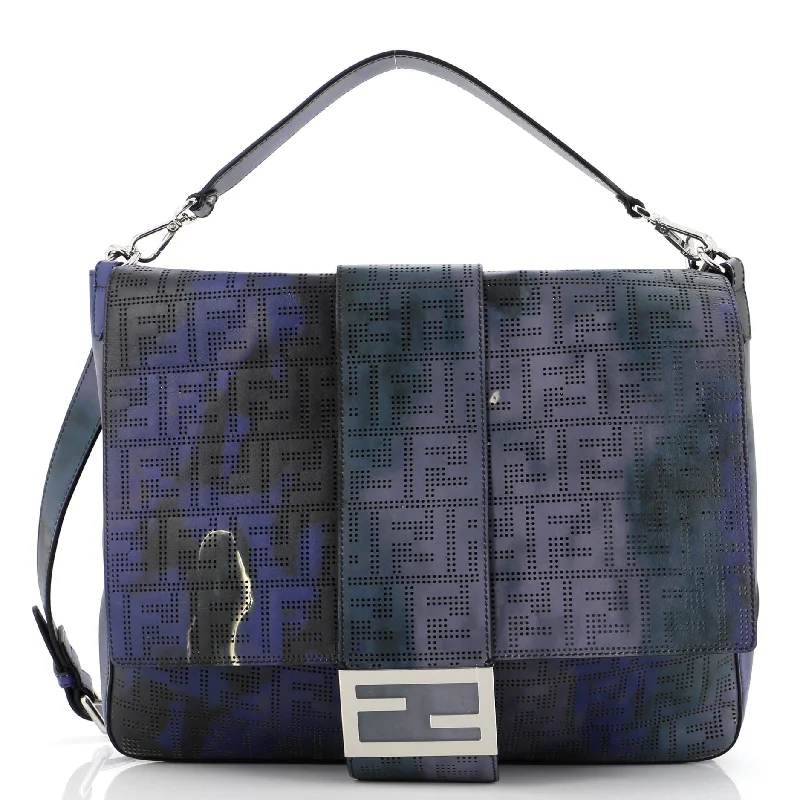 Cyber Monday Discounts On Bags Baguette Messenger Bag Perforated Zucca Printed Leather Large