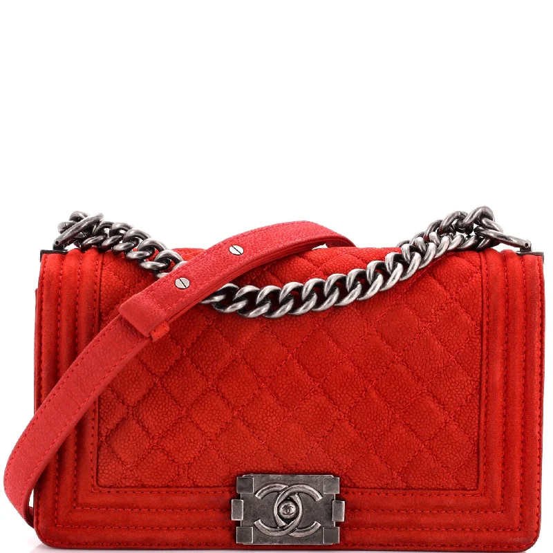 Spacious And Discounted Bags Boy Flap Bag Quilted Matte Caviar Old Medium