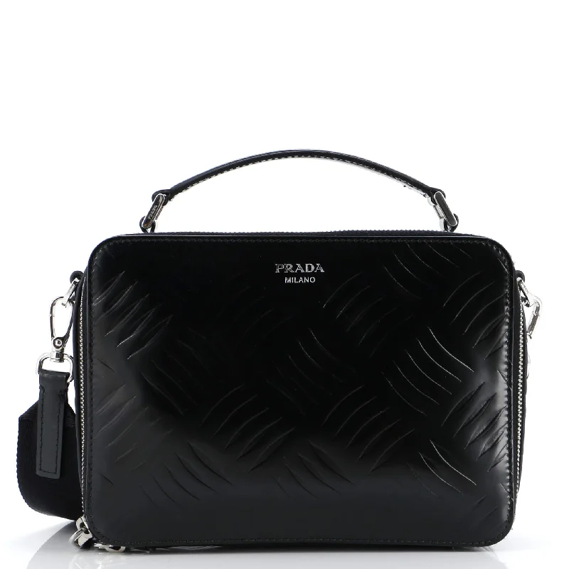 New Year Party Bag For Celebrations Brique Crossbody Bag Embossed Brushed Leather Medium