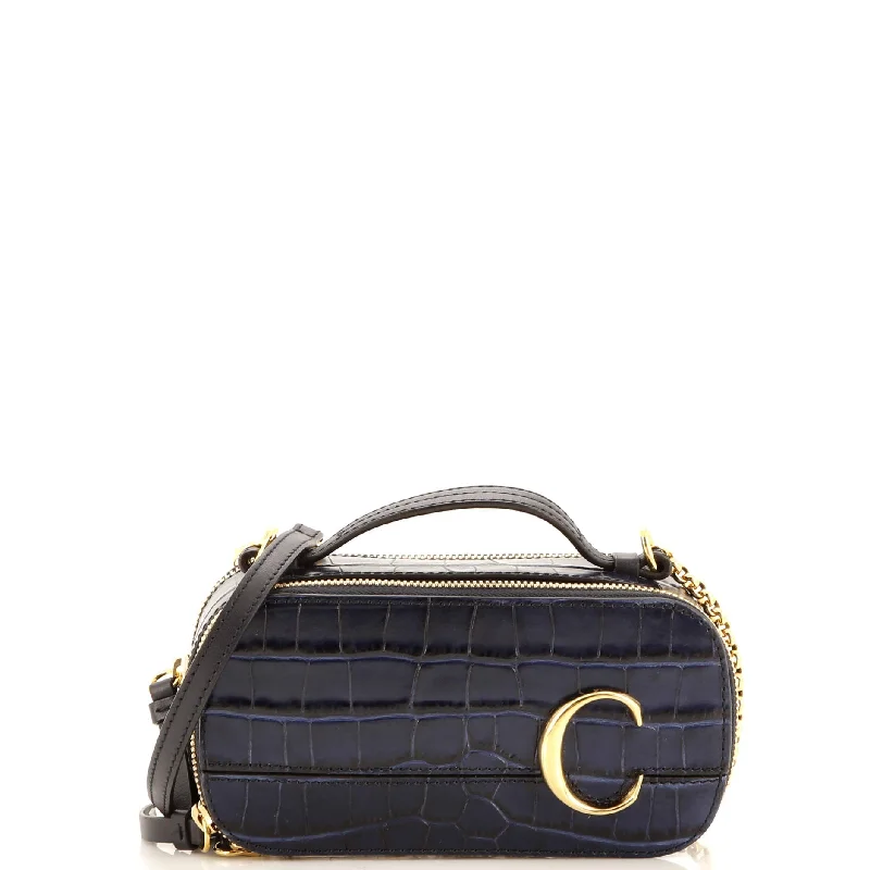 Seasonal Clearance Bags For Summer, Winter, Etc. C Vanity Bag Crocodile Embossed Leather Mini