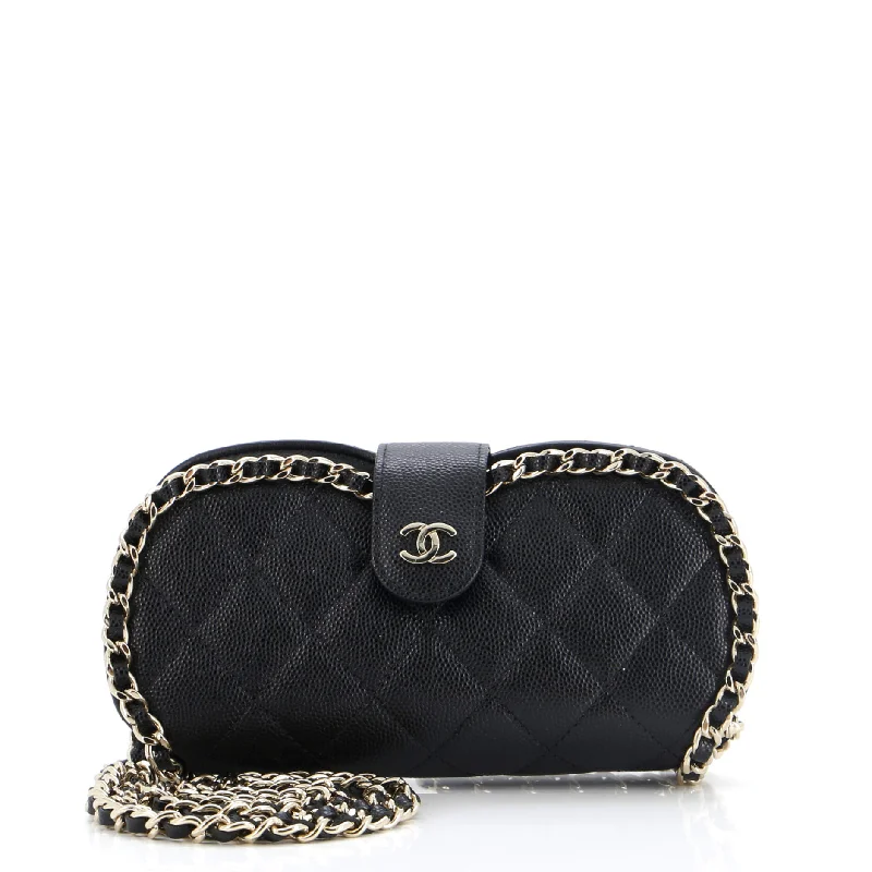 Cozy Handbags With Clearance Prices Chain Around Sunglasses Case with Chain Quilted Caviar