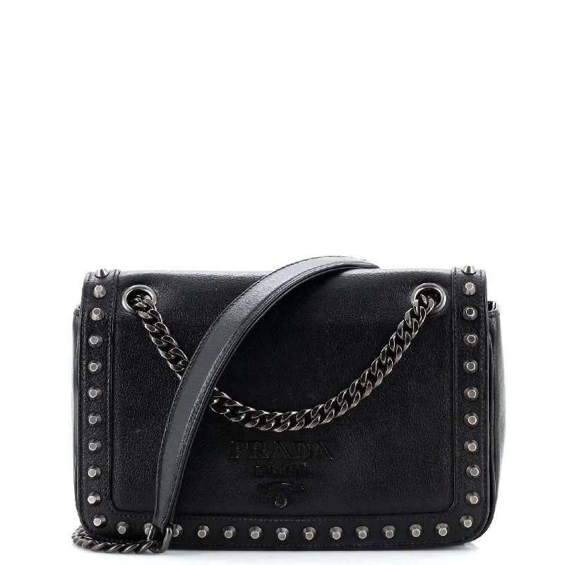 Stylish Bag For Women Chain Flap Bag Studded Glace Calf Small