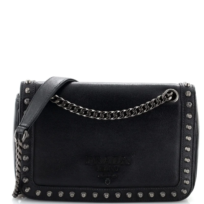 Elegant Bags For Formal Events And Luxury Occasions Chain Flap Bag Studded Glace Calf Small