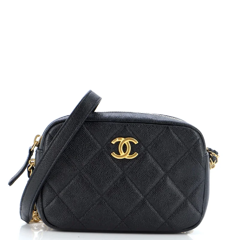 Luxury Bags For Working Professionals Chain Melody Camera Bag Quilted Caviar Small